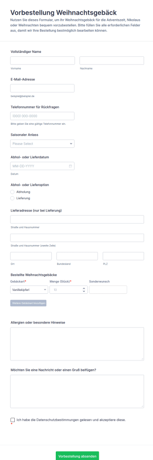 Erntedankfest Vorbestellungsformular