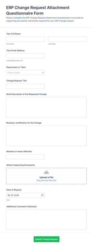 ERP Change Request Attachment Questionnaire Form Template