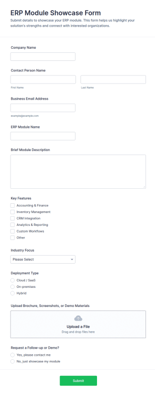 ERP Module Showcase Form Template