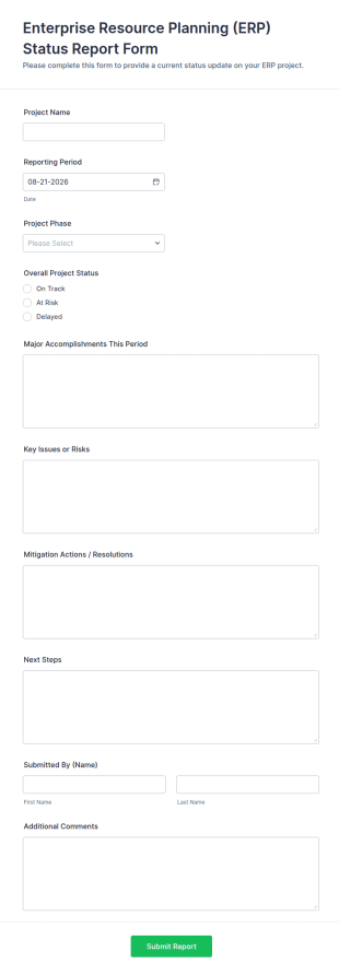 ERP Status Report Form Template