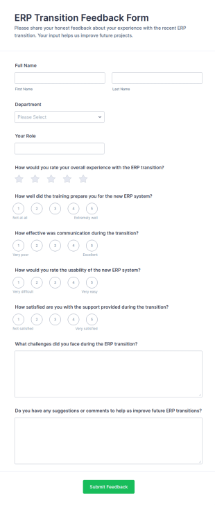 ERP Transition Feedback Form Template