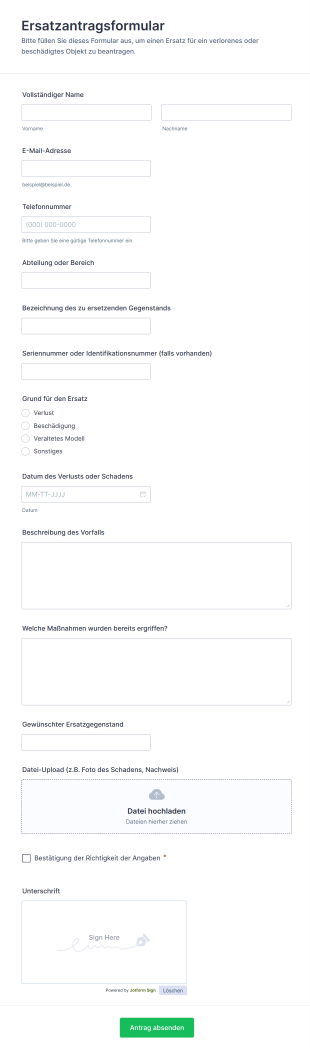 Ersatzantragsformular