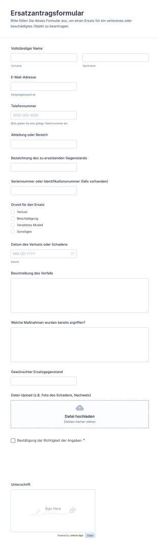 Ersatzantragsformular
