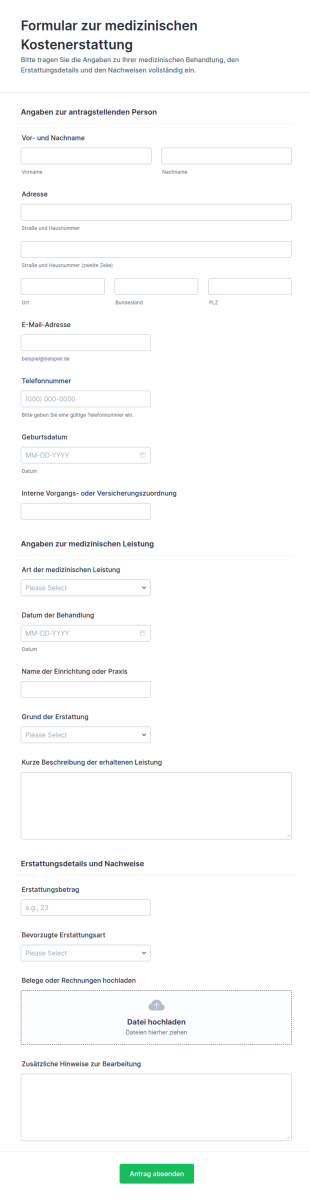 Erstattungsantrag Für Medizinische Kosten