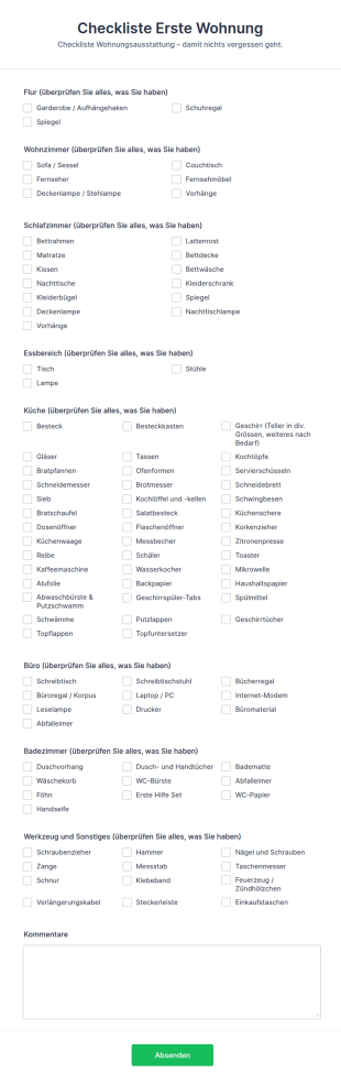 Checkliste Erste Wohnung