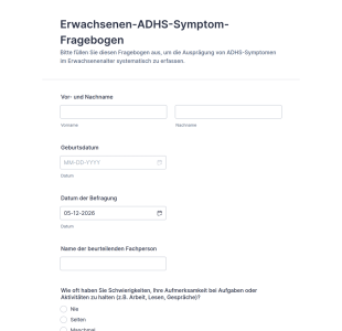 Erwachsenen ADHS Symptom Fragebogen