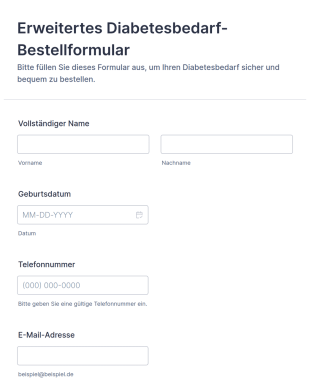 Erweitertes Diabetesbedarf Bestellformular