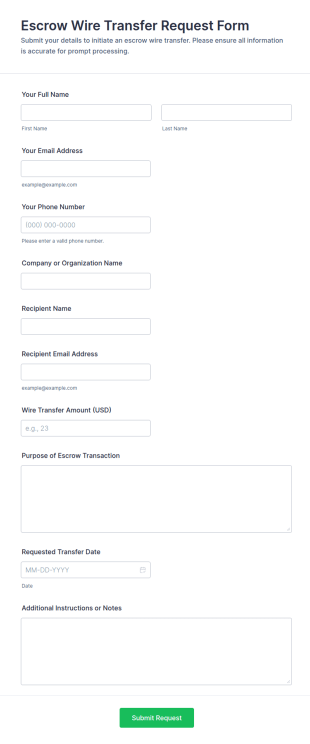 Escrow Wire Transfer Request Form Template