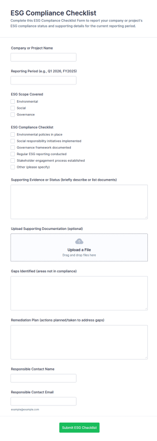 ESG Compliance Checklist Form Template
