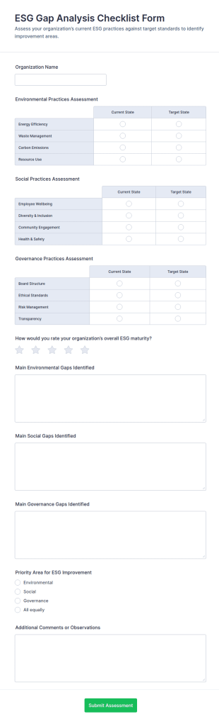 ESG Gap Analysis Checklist Form Template