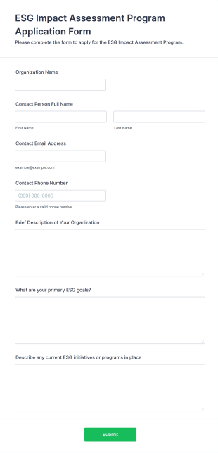 ESG Impact Assessment Program Application Form Template
