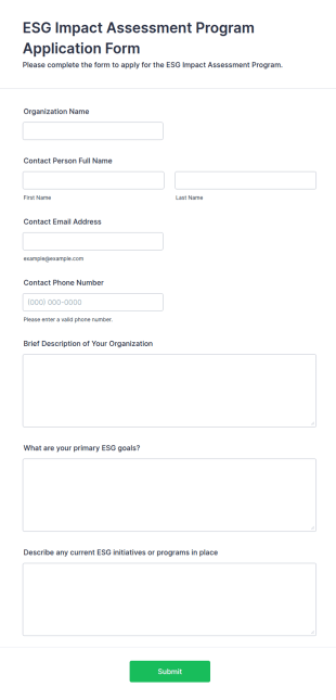 ESG Impact Assessment Program Application Form Template