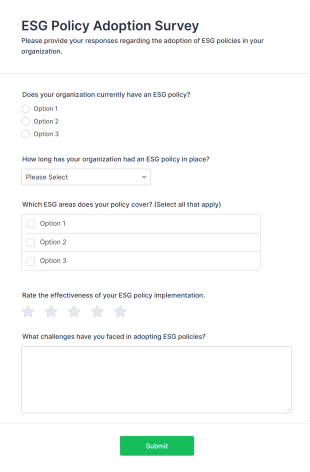 ESG Policy Adoption Survey Form Template
