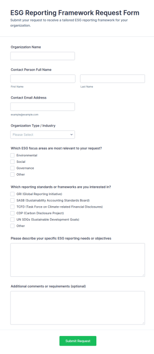 ESG Reporting Framework Request Form Template
