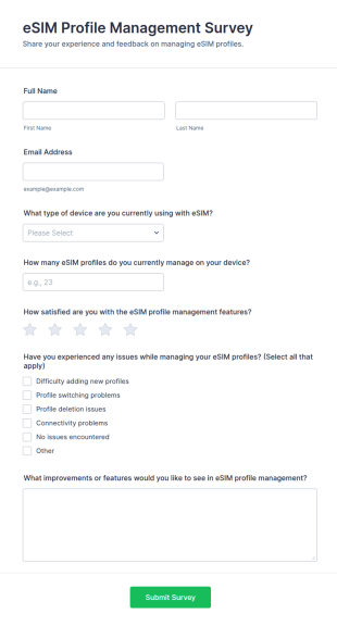 ESIM Profile Management Survey Form Template