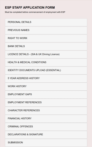 Esp Staff Application Form Template