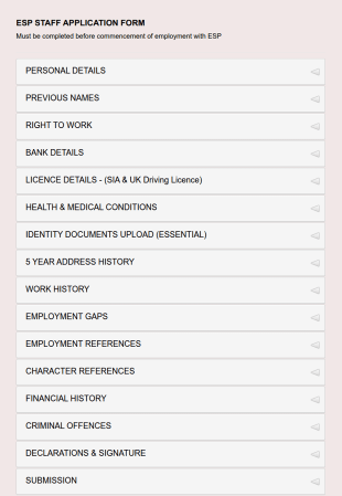 Esp Staff Application Form Template
