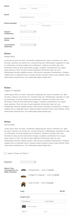 Esports Tournament Registration Form Template