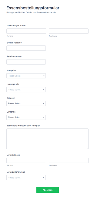 Essensbestellungsformular