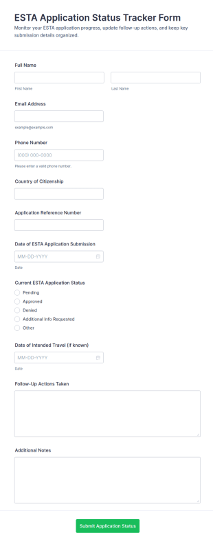 ESTA Application Status Tracker Form Template