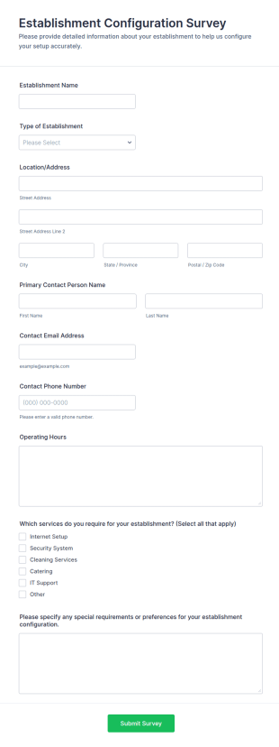 Establishment Configuration Survey Form Template