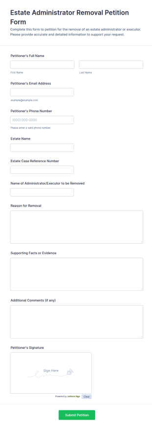 Estate Administrator Removal Petition Form Template