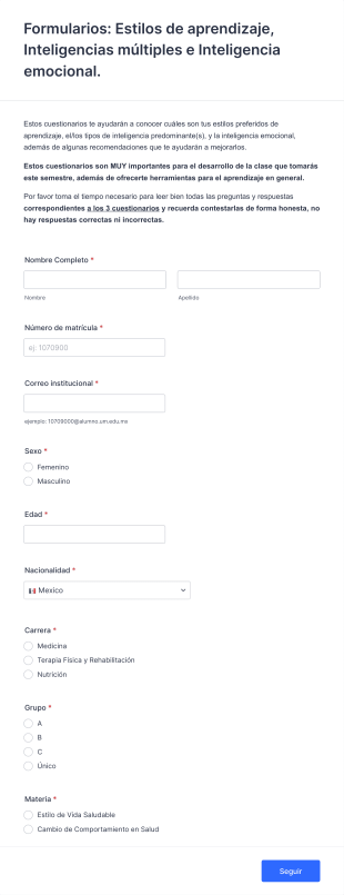 Estilos De Aprendizaje (UMed) Form Template
