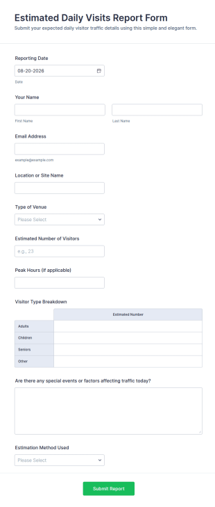 Estimated Daily Visits Report Form Template