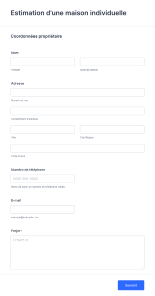 Estimation D'une Maison Individuelle Form Template