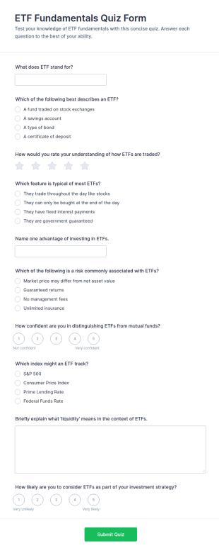 ETF Fundamentals Quiz Form Template