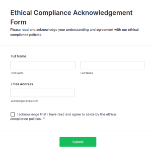 Ethical Compliance Acknowledgement Form Template
