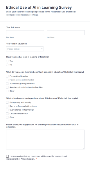 Ethical Use Of AI In Learning Survey Form Template