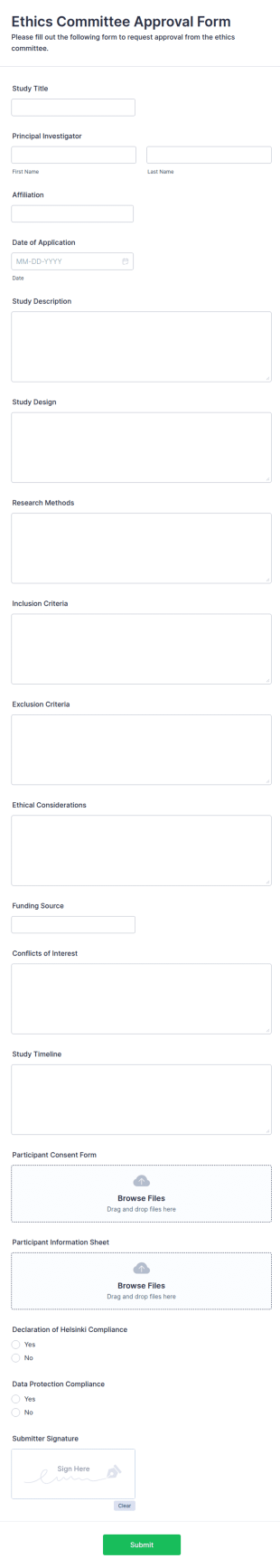 Ethics Committee Approval Form Template
