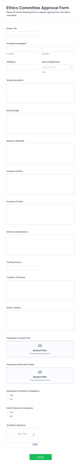 Ethics Committee Approval Form Template