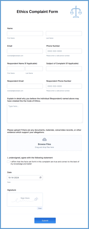Ethics Complaint Form Template
