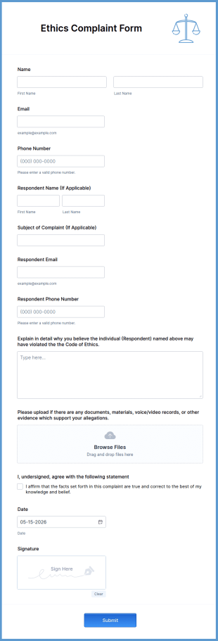 Ethics Complaint Form Template