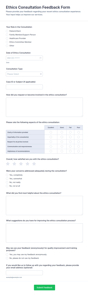 Ethics Consultation Feedback Form Template