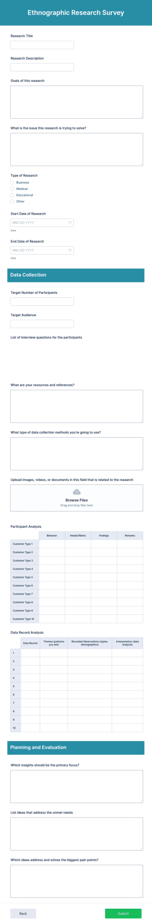 Ethnographic Research Survey Template