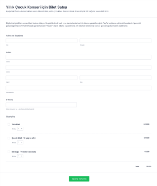 Etkinlik Bileti Satın Alma Form Template
