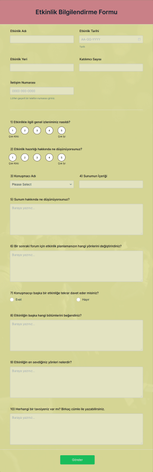 Etkinlik Bilgilendirme Form Template