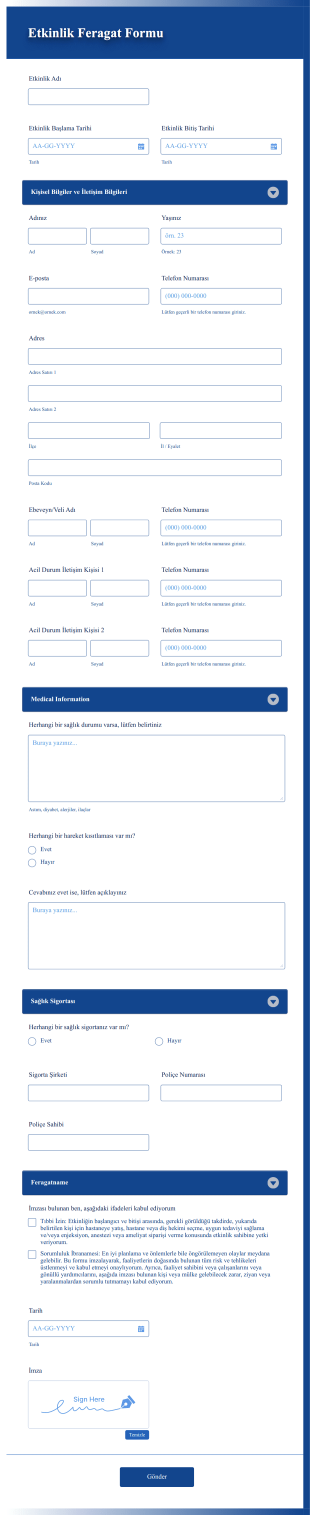 Etkinlik Feragat Form Template
