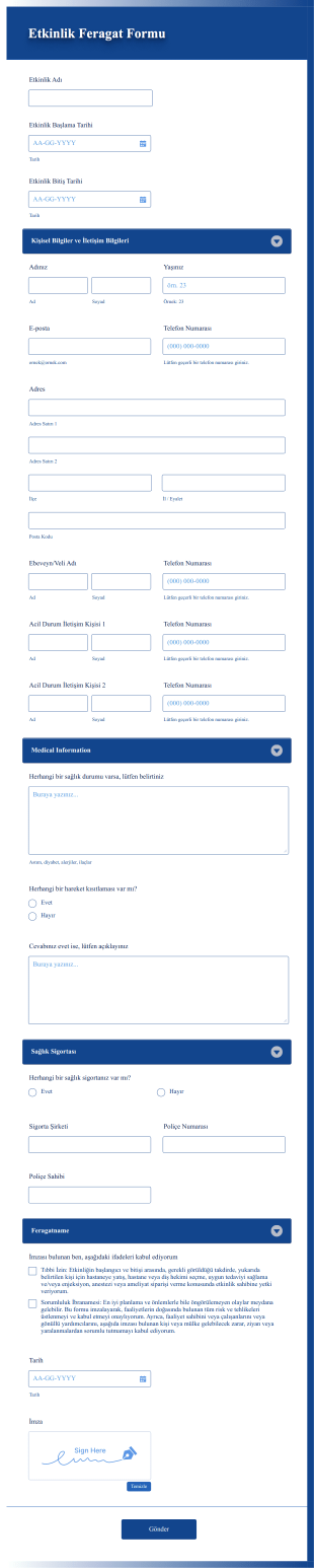 Etkinlik Feragat Form Template