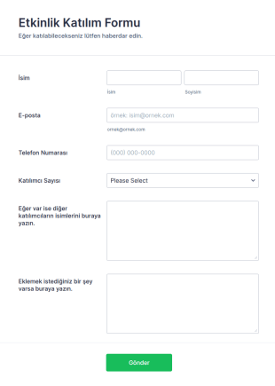 Etkinlik Katılım Form Şablonu