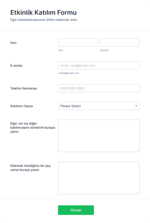 Etkinlik Katılım Form Template