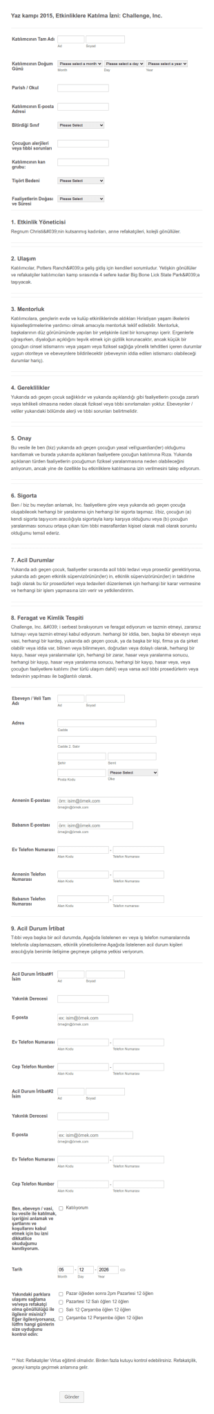 Etkinlik Katılımı İzin Form Şablonu