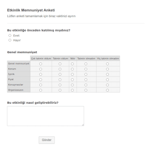 Etkinlik Memnuniyet Anketi Form Şablonu