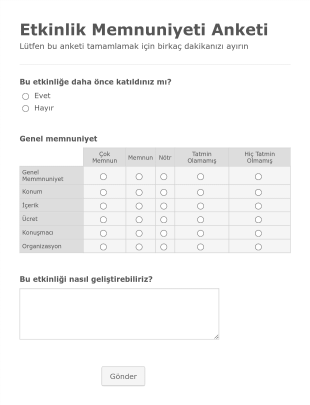 Etkinlik Memnuniyeti Anket Form Şablonu