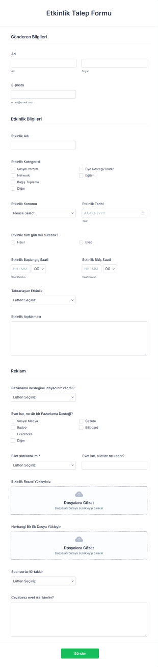 Etkinlik Talep Form Template