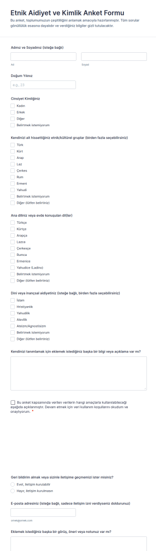 Etniyet Anketi Form Şablonu