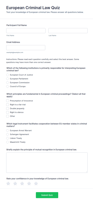 European Criminal Law Quiz Form Template